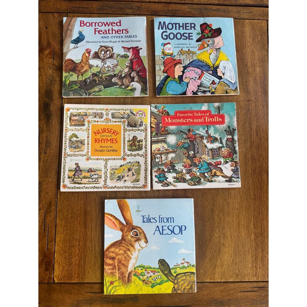 Vintage 1970s Random House Children’s Book Lot Mother Goose Aesop